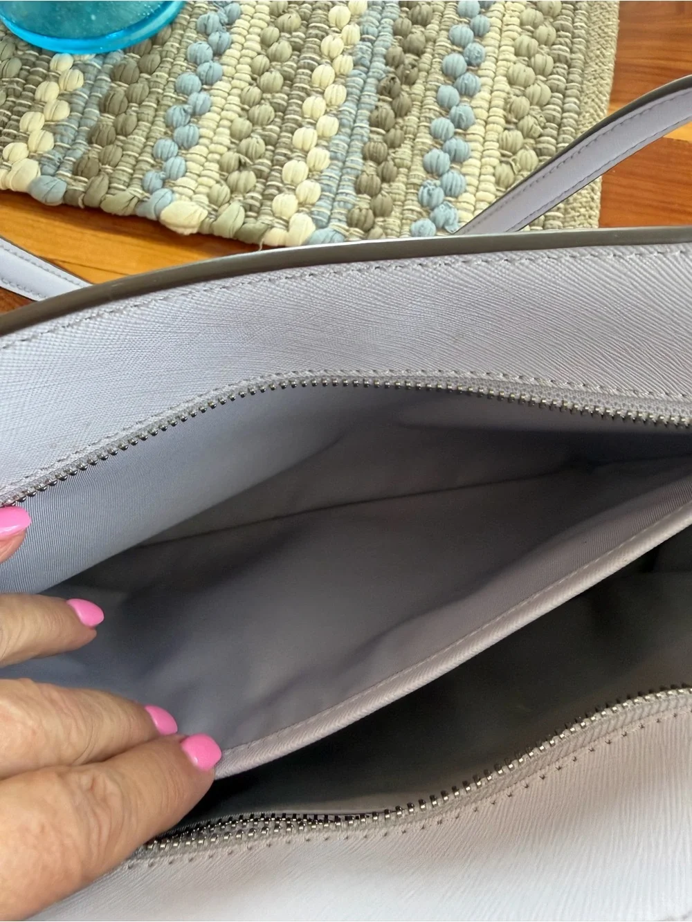 Tory Burch Lavender Saffiano Leather Tote with Removable Strap